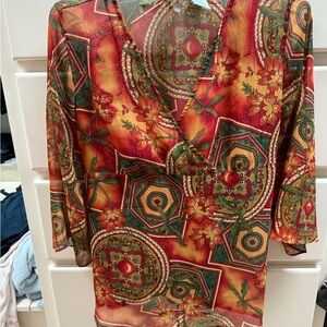 Elegant Red Floral Women's Blouse